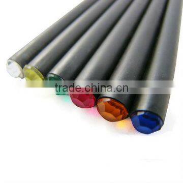 7''black lead black wood pencil with acryl diamond in pvc box