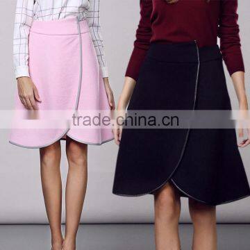 Womens Ladies Edged Trim Hem Calf Wool Petal Midi Skirt OEM ODM Type Clothes Factory Guangzhou Customization supplier