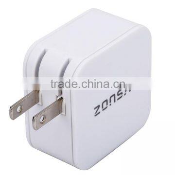 Fashion Dual USB Wall Charger Adapter 5V 2.4A, 2.1A Travel Charger Plug CE/ROHS/FCC Certified