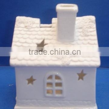 ceramic Christmas house candle holder