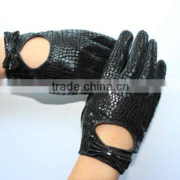 Mature Sex Fashion Ladies Short Leather Gloves With Bowknot