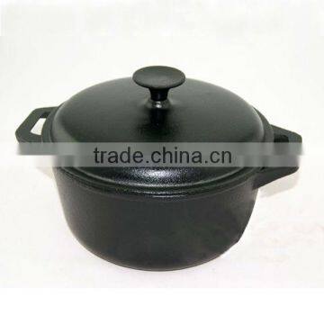 cast iron round enamel black casserole