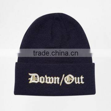 Promotional Black Beanie Winter Hat/Wholesale Knitted Embroidered Beanie