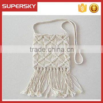 B903 Handmade crochet tassel white single shoulder lady bag bohemia beach retro tassel female bag