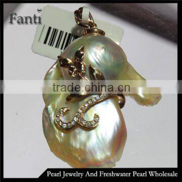 single pearl pendant/large single baroque pearl pendant