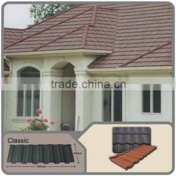 sand steel roof tiles uk/color stone coated metal tile roof with metal roof trusses/Classical stone coated metal roofing panel