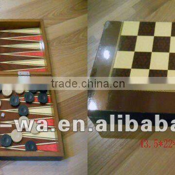 double use wood board game chess toy set