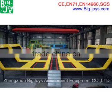 Factory produce and sell small trampoline park customized according to client's requirements