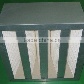 Galvanized Steel Frame Fiber-glass Media V BANK HEPA Air Filter photo-4