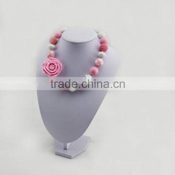 wholesale pink bubblegum flower necklace for girls