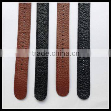 Nato leather 1 piece black plain watch band