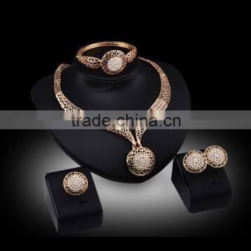 Indian Jewelry 18K Gold Plated Necklace Set Wedding Bridal Sets Handmade Dubai New Gold Plated Chain Statement Jewelry Set