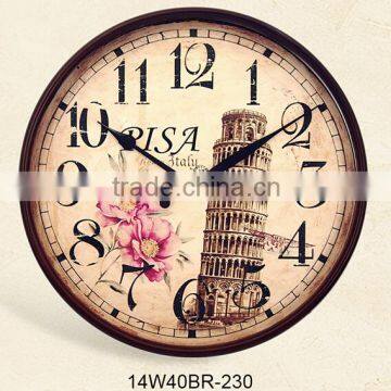 14 inch Retro style wooden wall clock quartz clock hanging home decoration