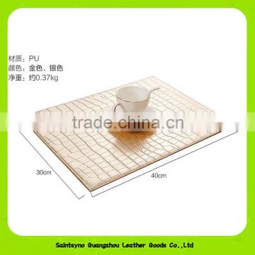 30*40cm Large Size Golden Crocodile Leatherette Restaurant Table Mat 16019