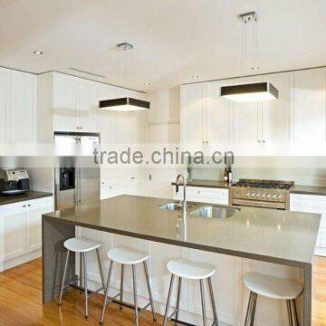 White quartz material restaurant kitchen walls