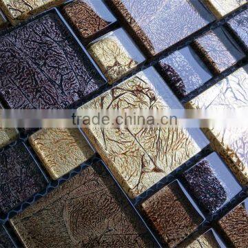 PM234865 luxury Gold foil crystal glass mosaic