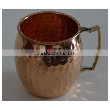 Mule Copper Barrel Mug 16 Oz. - Pure Hammered Solid Copper Barrel Mug, Handmade With Solid Brass Handle. NO Inner Lining and Tar photo-2
