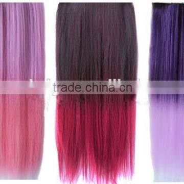 Fake Hair extension mixed color gradient color hair piecesN461