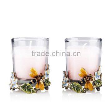 RORO Spring unique pewter craft crystal glass candle holder