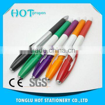 White solid color barrel and neb , color grip and clip cheap plastic pen BPP0015