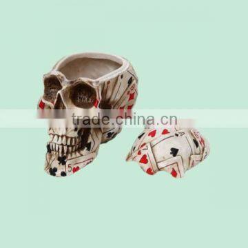 cheap funny poker face cards resin skull jewelry holder