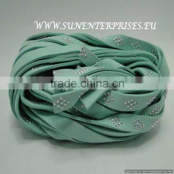 Flat Nappa Leather cords -Suede Cords with rhombus 10 mm turquoise