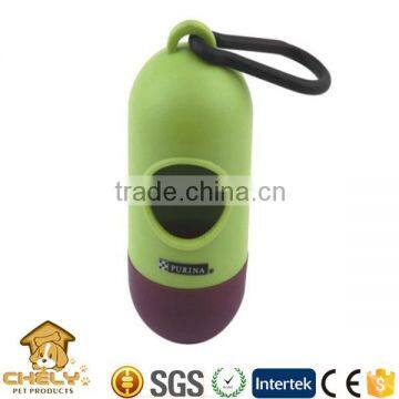 Fashion Design dog shaped poop bag dispenser with metal/plastic clip