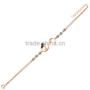 Rose Gold P. 925K Sterling Silver Infinity Love Heart Bracelet BSBL068