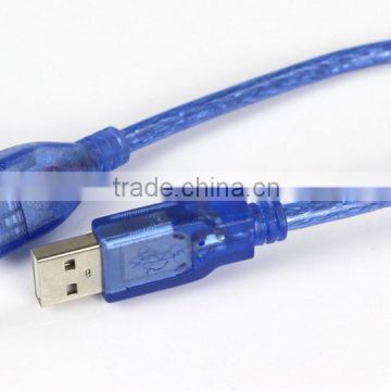 Transparent blue USB2.0 cable Male to Female 2m