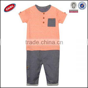 bulk wholesale kids boy clothing sets with pocket on chest