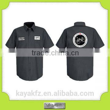 custom short sleeve cotton grey embroidered women work shirt