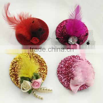 Beautiful Fashion Bow Hair Clip Lace Feather Top Hat Fascinator Burlesque Club Party Hat