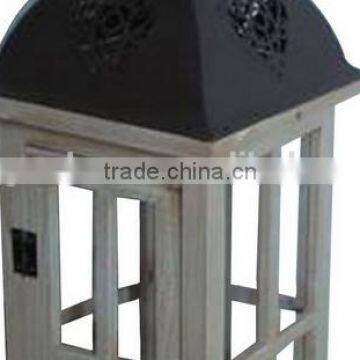 Classic Wooden Candleholder Iron Lanterns Indoor Stand photo-5