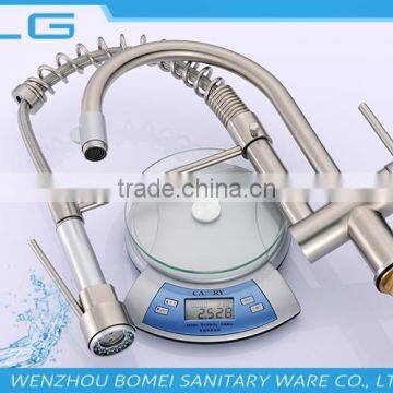 Commercial Style Lead Free Nickel Brushed UPC Pull Down And Rotating Spout Combined In One Kitchen Sink Faucet Mixer Tap FLG3763 photo-6