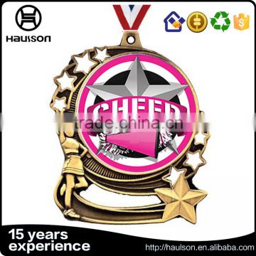 gold medal supplier custom 3d diecast five stars hollow out zinc alloy antique gold plated cheer sport medal of honor wholesale