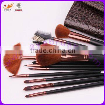 Makeup Brush Set with Aluminium Ferrule and Wooden Handle