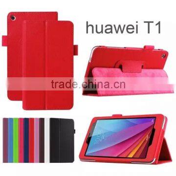 Lychee Texture PU Leather Case cover with Stand For HUAWEI T1 T1-701U FOLDING LEATHER CASE POUCH tab2 case