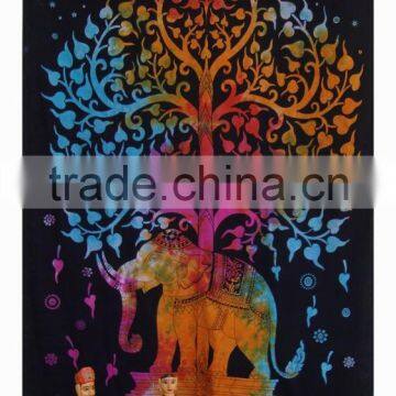 Psychedelic Tree Elephant Tapestry Tie Dye Indian Twin Bed Spread Home Decorative Wall Hanging Beach Throw Blanket China