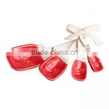 Red Ceramic Mason Jar Measuring Spoons