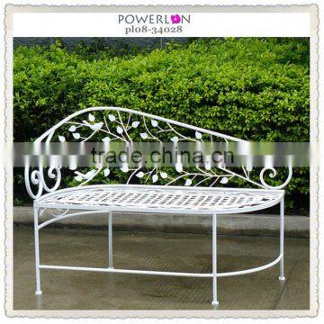 Cream white decorative garden metal bed bench