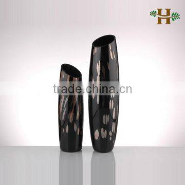 Mouthblown Black Bullet Glass Vase Slanted Glass Vase
