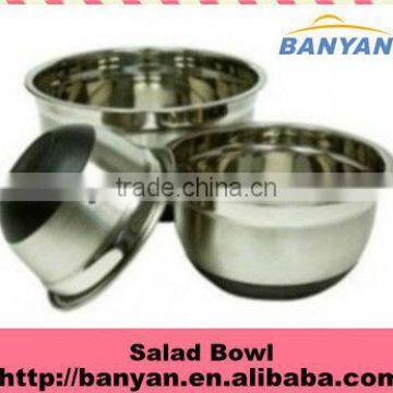 stainless steel salad bowl with server