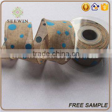 Cheap Wholesale Dot Polyester Linen Fabric for Gift Ribbon photo-3