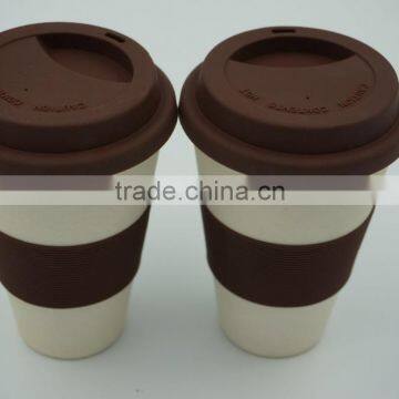 16oz Colorful Bamboo Fiber Coffee Cup With Silicone Lid And Holder photo-6