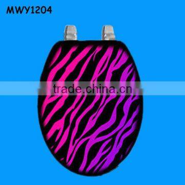 Black and pink lines Ceramic Toilet Seat