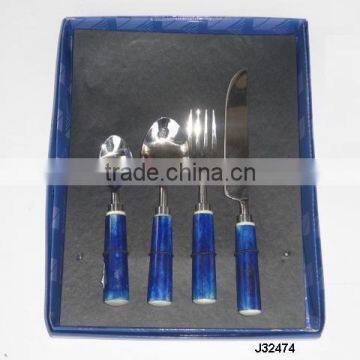 Steel Cutlery set with blue bone handle other colours available