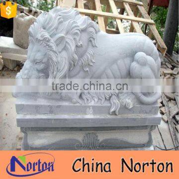 Norton genuine sleeping marble lion sculpture with marble base NTBM-L020L