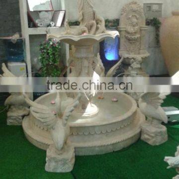 fish and bird outdoor sandstone water fountain