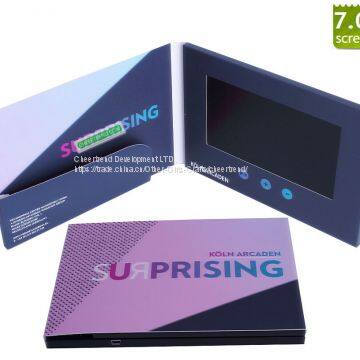 Factory supply 7inch LCD video book video brochure, with 2G memory, A5 size with Pocket design for business gifts