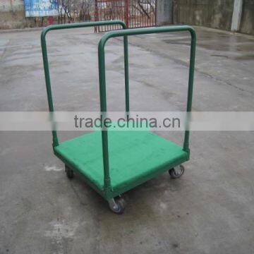 Tool cart with carpeted deck tray dolly pushing wagon